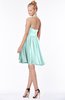 ColsBM Belen Blue Glass Modest Halter Chiffon Knee Length Ruching Bridesmaid Dresses