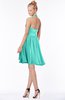 ColsBM Belen Blue Turquoise Modest Halter Chiffon Knee Length Ruching Bridesmaid Dresses