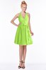 ColsBM Belen Bright Green Modest Halter Chiffon Knee Length Ruching Bridesmaid Dresses