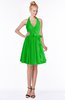 ColsBM Belen Classic Green Modest Halter Chiffon Knee Length Ruching Bridesmaid Dresses