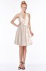 ColsBM Belen Cream Pink Modest Halter Chiffon Knee Length Ruching Bridesmaid Dresses