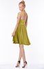ColsBM Belen Golden Olive Modest Halter Chiffon Knee Length Ruching Bridesmaid Dresses