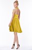 ColsBM Belen Lemon Curry Modest Halter Chiffon Knee Length Ruching Bridesmaid Dresses