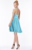 ColsBM Belen Light Blue Modest Halter Chiffon Knee Length Ruching Bridesmaid Dresses