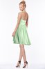 ColsBM Belen Light Green Modest Halter Chiffon Knee Length Ruching Bridesmaid Dresses