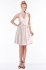 ColsBM Belen Light Pink Modest Halter Chiffon Knee Length Ruching Bridesmaid Dresses