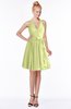 ColsBM Belen Lime Green Modest Halter Chiffon Knee Length Ruching Bridesmaid Dresses