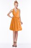 ColsBM Belen Orange Modest Halter Chiffon Knee Length Ruching Bridesmaid Dresses