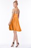 ColsBM Belen Orange Modest Halter Chiffon Knee Length Ruching Bridesmaid Dresses