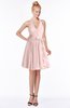 ColsBM Belen Pastel Pink Modest Halter Chiffon Knee Length Ruching Bridesmaid Dresses
