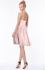 ColsBM Belen Pastel Pink Modest Halter Chiffon Knee Length Ruching Bridesmaid Dresses