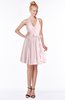 ColsBM Belen Petal Pink Modest Halter Chiffon Knee Length Ruching Bridesmaid Dresses
