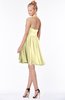 ColsBM Belen Soft Yellow Modest Halter Chiffon Knee Length Ruching Bridesmaid Dresses