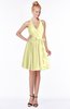 ColsBM Belen Wax Yellow Modest Halter Chiffon Knee Length Ruching Bridesmaid Dresses
