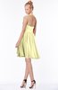 ColsBM Belen Wax Yellow Modest Halter Chiffon Knee Length Ruching Bridesmaid Dresses