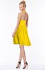 ColsBM Belen Yellow Modest Halter Chiffon Knee Length Ruching Bridesmaid Dresses