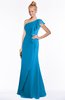 ColsBM Hope Cornflower Blue Gorgeous Trumpet One Shoulder Zip up Chiffon Floor Length Bridesmaid Dresses