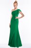 ColsBM Hope Green Gorgeous Trumpet One Shoulder Zip up Chiffon Floor Length Bridesmaid Dresses