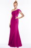 ColsBM Hope Hot Pink Gorgeous Trumpet One Shoulder Zip up Chiffon Floor Length Bridesmaid Dresses