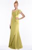 ColsBM Hope Misted Yellow Gorgeous Trumpet One Shoulder Zip up Chiffon Floor Length Bridesmaid Dresses