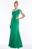 ColsBM Hope Sea Green Gorgeous Trumpet One Shoulder Zip up Chiffon Floor Length Bridesmaid Dresses