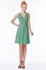 ColsBM Rivka Beryl Green Glamorous Fit-n-Flare V-neck Zip up Chiffon Knee Length Bridesmaid Dresses