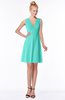 ColsBM Rivka Blue Turquoise Glamorous Fit-n-Flare V-neck Zip up Chiffon Knee Length Bridesmaid Dresses