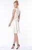 ColsBM Rivka Cloud White Glamorous Fit-n-Flare V-neck Zip up Chiffon Knee Length Bridesmaid Dresses