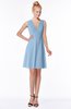 ColsBM Rivka Dusty Blue Glamorous Fit-n-Flare V-neck Zip up Chiffon Knee Length Bridesmaid Dresses