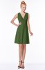 ColsBM Rivka Garden Green Glamorous Fit-n-Flare V-neck Zip up Chiffon Knee Length Bridesmaid Dresses
