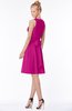 ColsBM Rivka Hot Pink Glamorous Fit-n-Flare V-neck Zip up Chiffon Knee Length Bridesmaid Dresses
