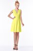 ColsBM Rivka Pale Yellow Glamorous Fit-n-Flare V-neck Zip up Chiffon Knee Length Bridesmaid Dresses