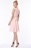 ColsBM Rivka Pastel Pink Glamorous Fit-n-Flare V-neck Zip up Chiffon Knee Length Bridesmaid Dresses