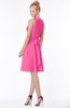 ColsBM Rivka Rose Pink Glamorous Fit-n-Flare V-neck Zip up Chiffon Knee Length Bridesmaid Dresses