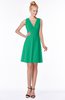 ColsBM Rivka Sea Green Glamorous Fit-n-Flare V-neck Zip up Chiffon Knee Length Bridesmaid Dresses