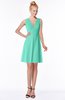 ColsBM Rivka Seafoam Green Glamorous Fit-n-Flare V-neck Zip up Chiffon Knee Length Bridesmaid Dresses