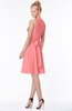 ColsBM Rivka Shell Pink Glamorous Fit-n-Flare V-neck Zip up Chiffon Knee Length Bridesmaid Dresses