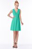 ColsBM Rivka Viridian Green Glamorous Fit-n-Flare V-neck Zip up Chiffon Knee Length Bridesmaid Dresses