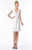 ColsBM Rivka White Glamorous Fit-n-Flare V-neck Zip up Chiffon Knee Length Bridesmaid Dresses