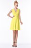 ColsBM Rivka Yellow Iris Glamorous Fit-n-Flare V-neck Zip up Chiffon Knee Length Bridesmaid Dresses