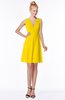 ColsBM Rivka Yellow Glamorous Fit-n-Flare V-neck Zip up Chiffon Knee Length Bridesmaid Dresses