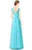 ColsBM Gayle Blue Radiance Classic V-neck Sleeveless Floor Length Bow Bridesmaid Dresses