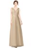 ColsBM Gayle Champagne Classic V-neck Sleeveless Floor Length Bow Bridesmaid Dresses