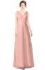 ColsBM Gayle Coral Almond Classic V-neck Sleeveless Floor Length Bow Bridesmaid Dresses
