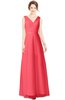 ColsBM Gayle Coral Classic V-neck Sleeveless Floor Length Bow Bridesmaid Dresses