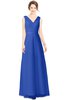 ColsBM Gayle Electric Blue Classic V-neck Sleeveless Floor Length Bow Bridesmaid Dresses