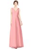 ColsBM Gayle Flamingo Pink Classic V-neck Sleeveless Floor Length Bow Bridesmaid Dresses