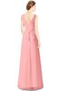 ColsBM Gayle Flamingo Pink Classic V-neck Sleeveless Floor Length Bow Bridesmaid Dresses