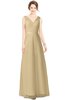 ColsBM Gayle Gold Classic V-neck Sleeveless Floor Length Bow Bridesmaid Dresses