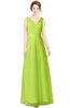 ColsBM Gayle Lime Green Classic V-neck Sleeveless Floor Length Bow Bridesmaid Dresses